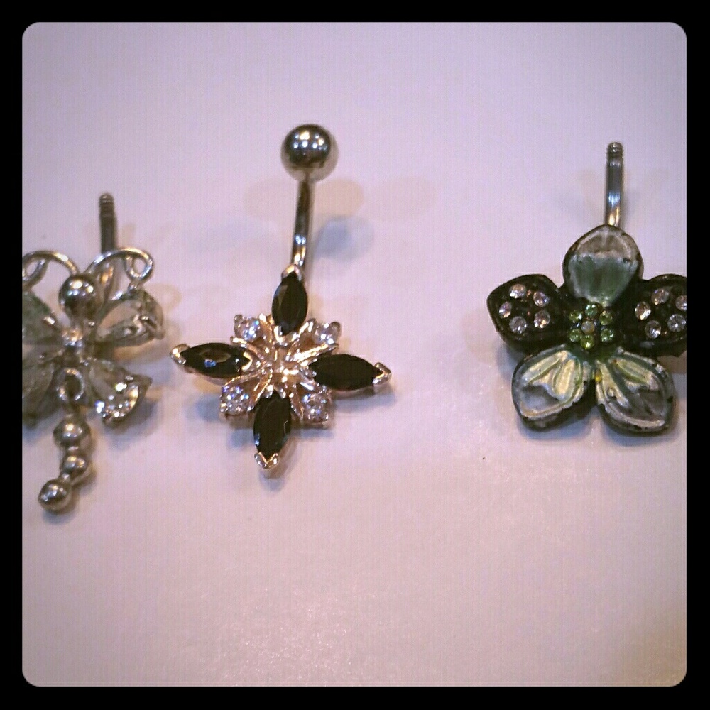 Silver Navel Ring Set (3)